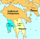 Halbinsel Pelopones mit Messenien und Lakonien im Süden